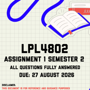 LPL4802 Assignment 1 Semester 2 MEMO | Due 27 August 2026