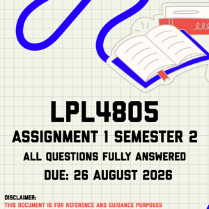LPL4805 Assignment 1 Semester 2 MEMO | Due 26 August 2026