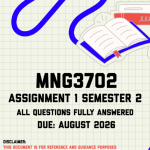 MNG3702 Assignment 1 Semester 2 MEMO | Due August 2026