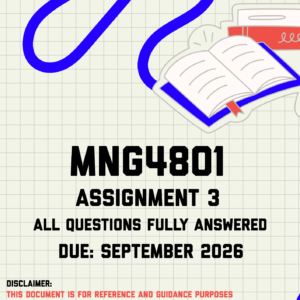 MNG4801 Assignment 3 MEMO | Due September 2026