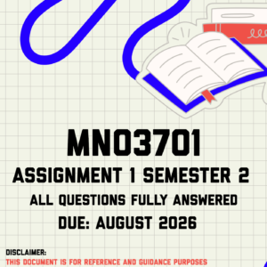 MNO3701 Assignment 1 Semester 2 MEMO | Due August 2026