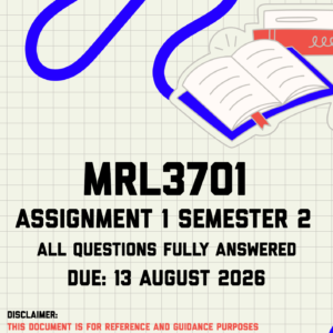 MRL3701 Assignment 1 Semester 2 MEMO | Due 13 August 2026