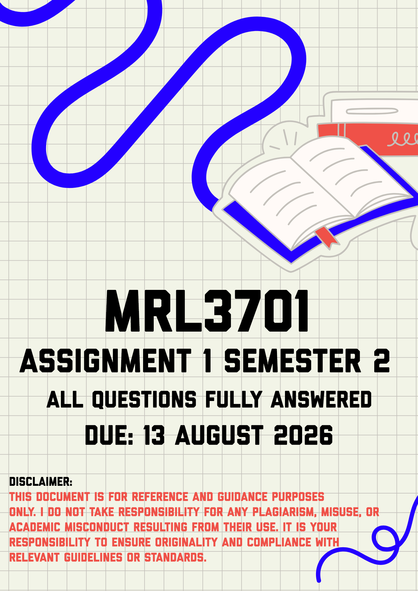 MRL3701 Assignment 1 Semester 2 MEMO | Due 13 August 2026