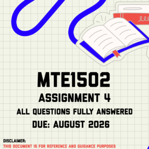 MTE1502 Assignment 4 Memo | Due August 2026