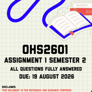 OHS2601 Assignment 1 Semester 2 MEMO | Due 19 August 2026
