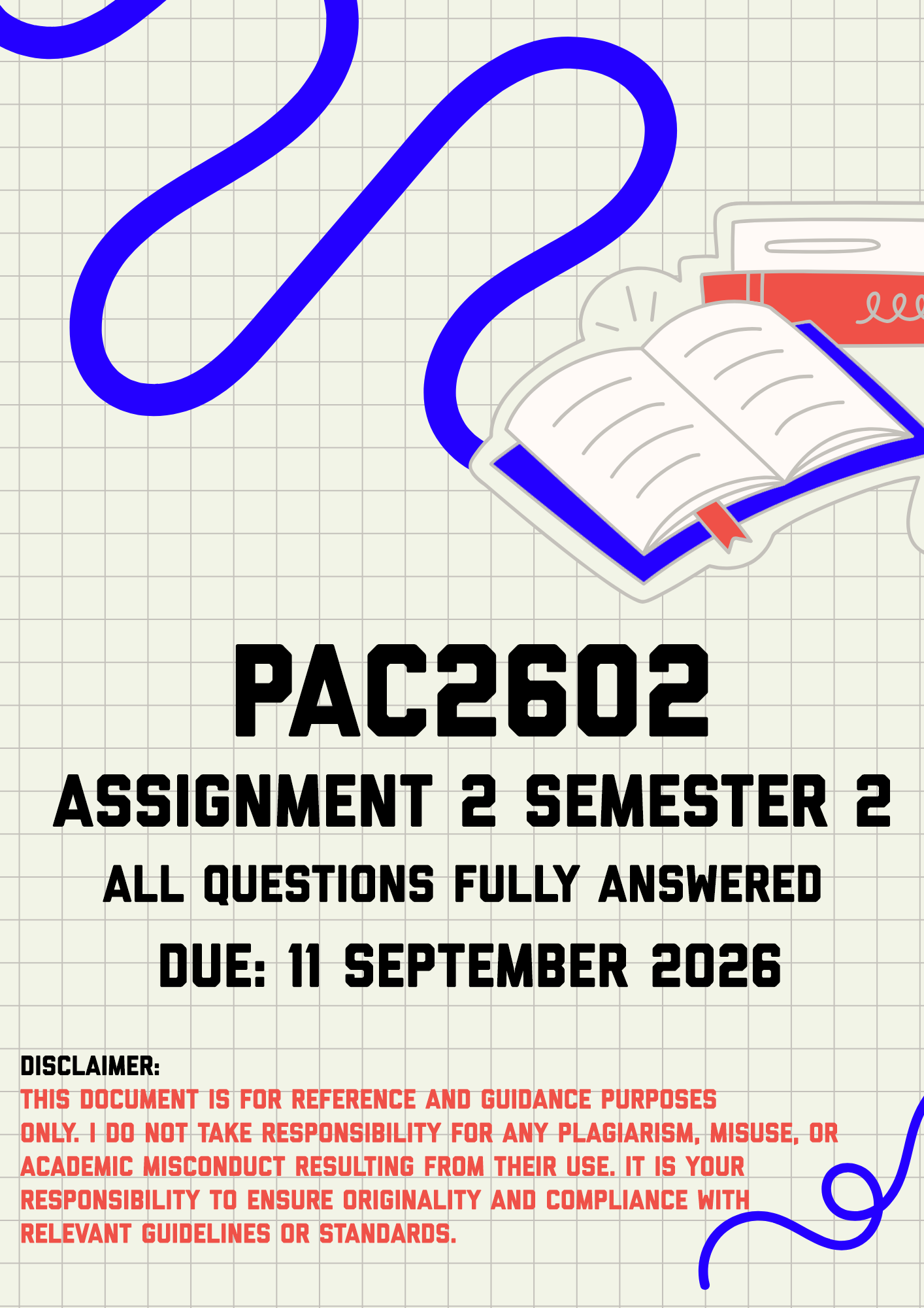 PAC2602 Assignment 2 Semester 2 MEMO | Due 11 September 2026
