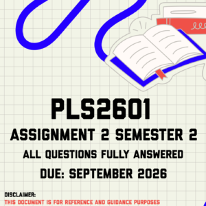 PLS2601 Assignment 2 Semester 2 MEMO | Due September 2026