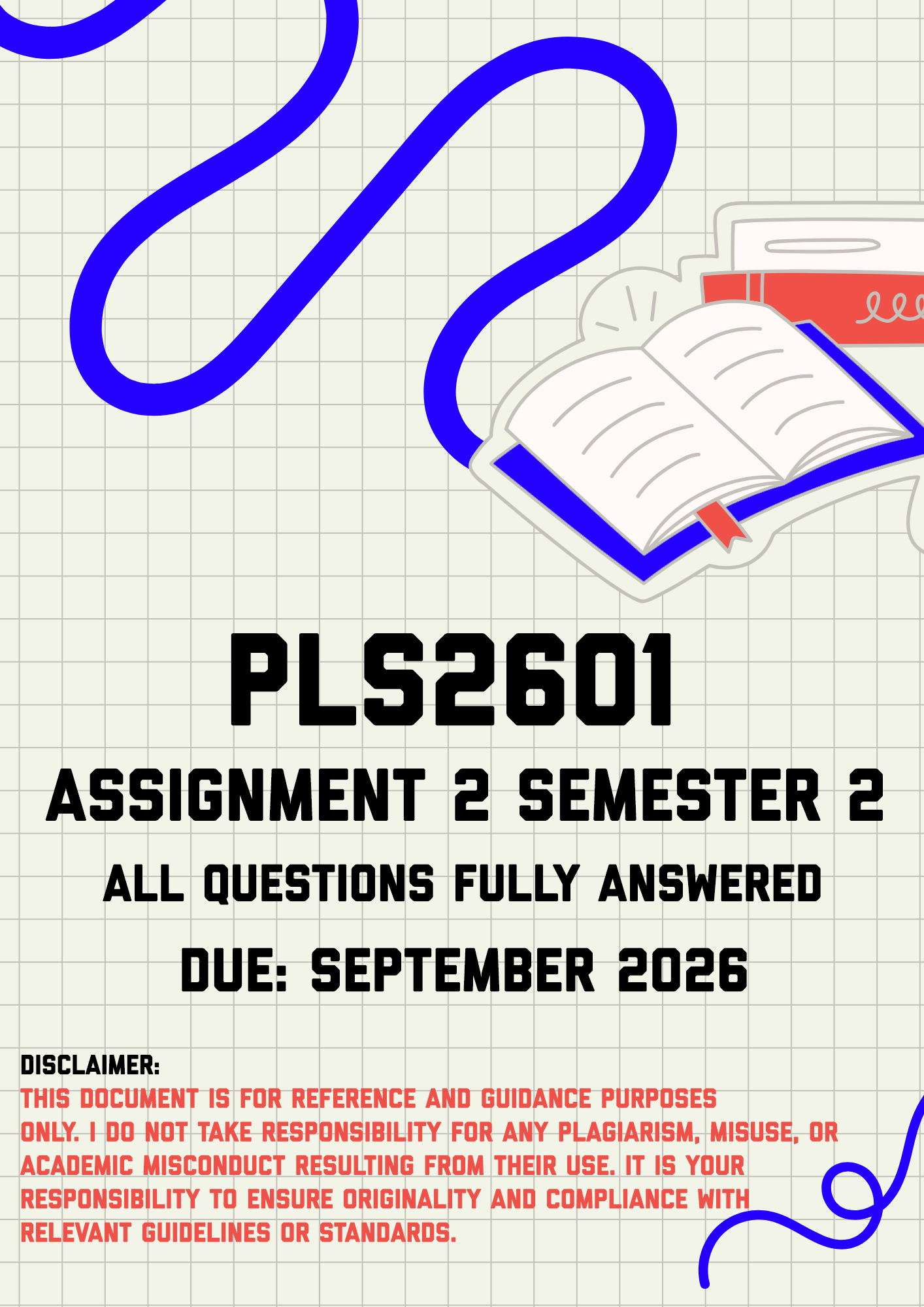 PLS2601 Assignment 2 Semester 2 MEMO | Due September 2026