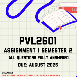 PVL2601 Assignment 1 (Quiz) Semester 2 MEMO | Due August 2026