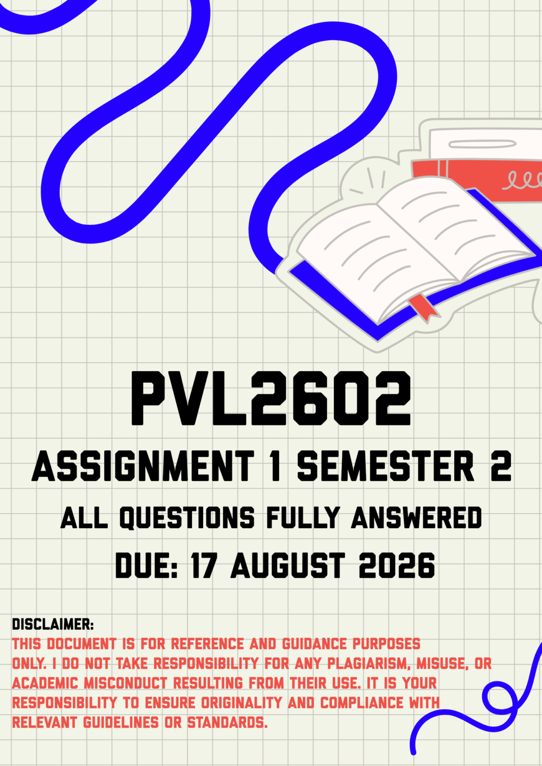 PVL2602 Assignment 1 Semester 2 MEMO | Due 17 August 2026 - StudyPass