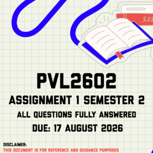 PVL2602 Assignment 1 Semester 2 MEMO | Due 17 August 2026