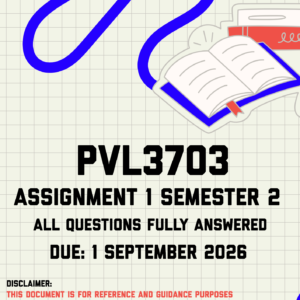 PVL3703 Assignment 1 Semester 2 MEMO | Due 1 September 2026