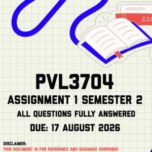 PVL3704 Assignment 1 Semester 2 MEMO | Due 17 August 2026