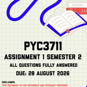 PYC3711 Assignment 1 Semester 2 MEMO | Due 28 August 2026