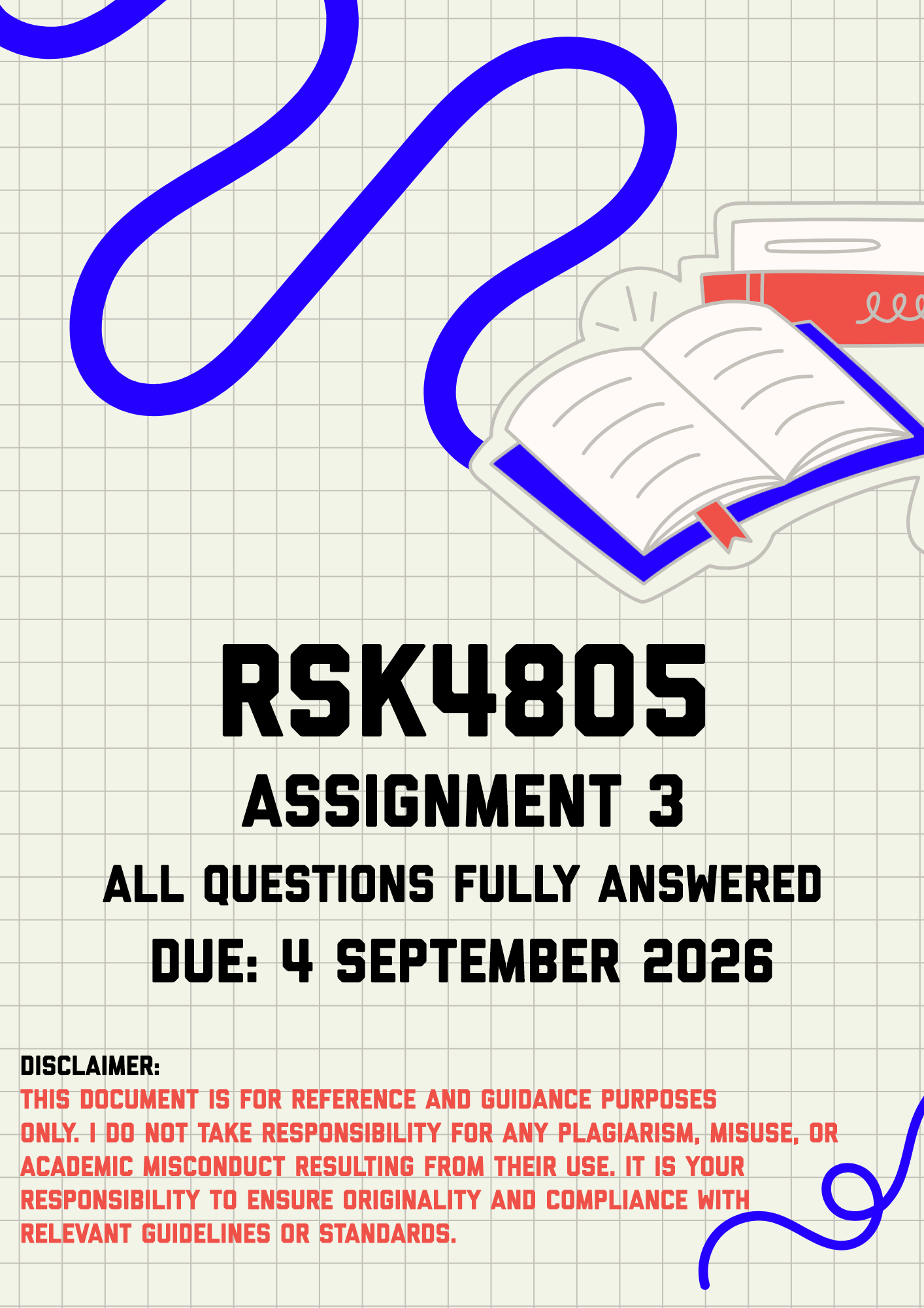 RSK4805 Assignment 3 MEMO | Due 4 September 2026.