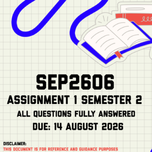 SEP2606 Assignment 1 Semester 2 MEMO | Due 14 August 2026