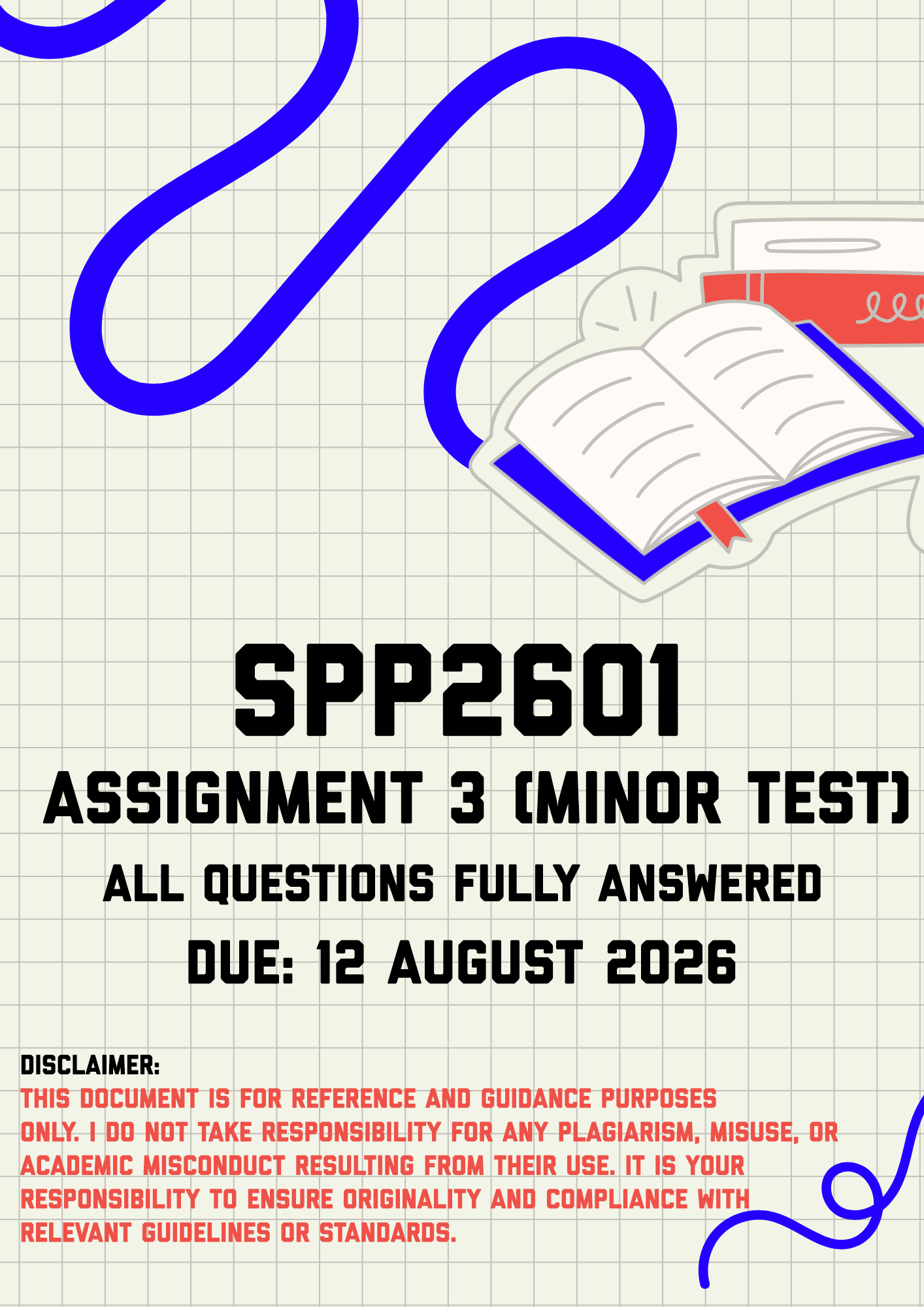 SPP2601 Assignment 3 (Minor Test) MEMO | Due 12 August 2026