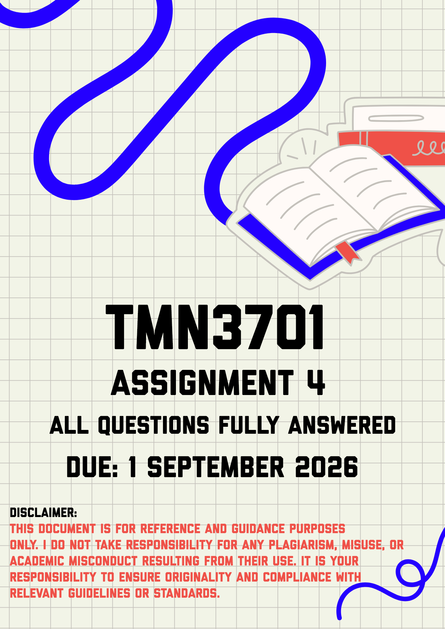 TMN3701 Assignment 4 (Quiz) MEMO | Due 1 September 2026