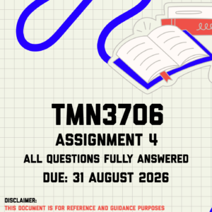 TMN3706 Assignment 4 Memo | Due 31 August 2026