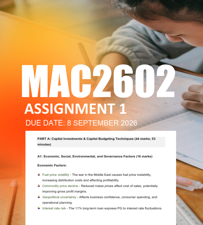 MAC2602 Assignment 1 Semester 2 2026 - Due 8 September 2026
