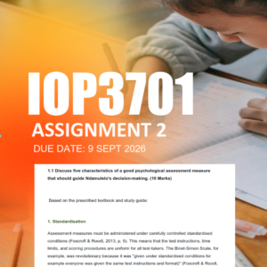 IOP3701 Assignment 2 Semester 2 2026 - Due 9 September 2026