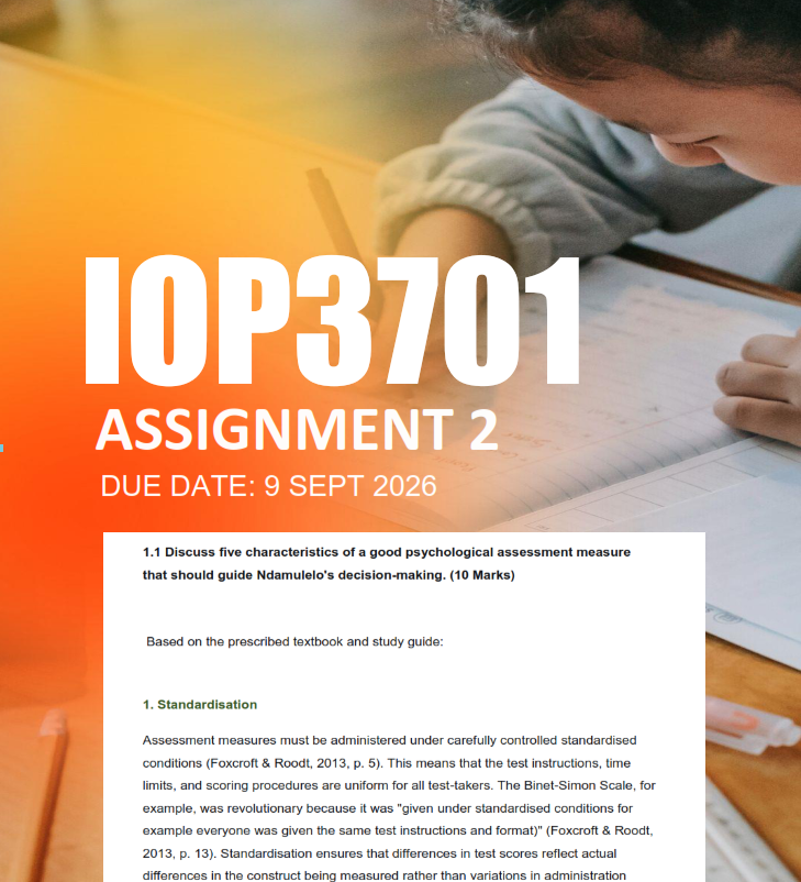 IOP3701 Assignment 2 Semester 2 2026 - Due 9 September 2026