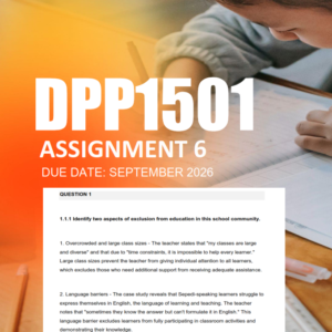 DPP1501 Assignment 6 Semester 2 2026 - Due September 2026