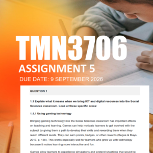 TMN3706 Assignment 5 Semester 2 2026 - Due 9 September 2026