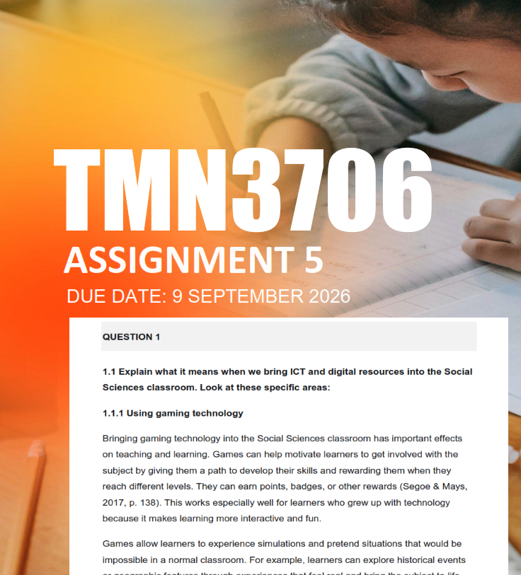 TMN3706 Assignment 5 Semester 2 2026 - Due 9 September 2026