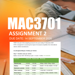 MAC3701 Assignment 2 Semester 2 2026 - Due 14 September 2026