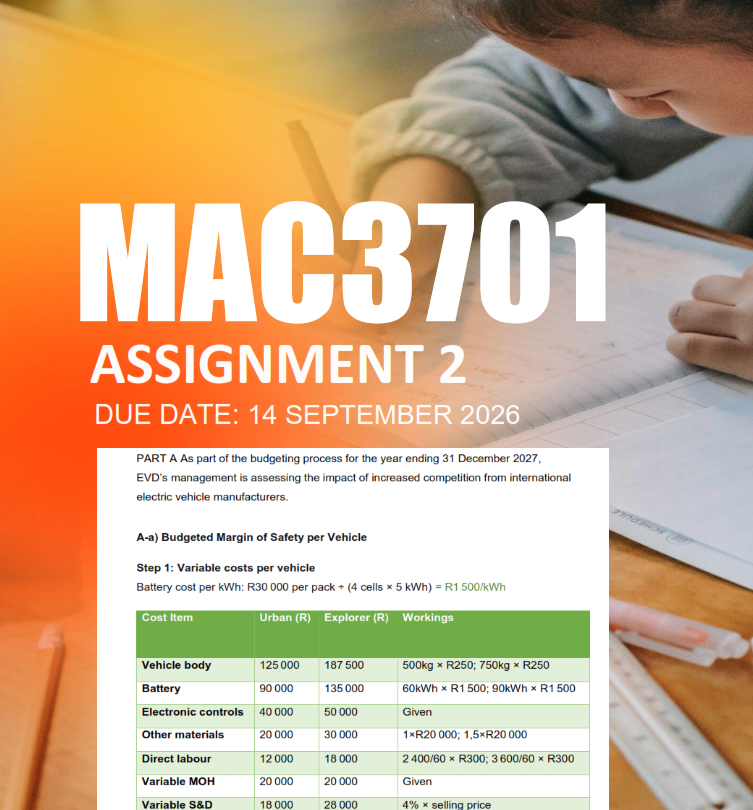 MAC3701 Assignment 2 Semester 2 2026 - Due 14 September 2026