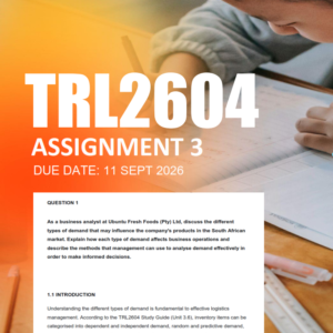 TRL2604 Assignment 3 Semester 2 2026 - Due 11 September 2026