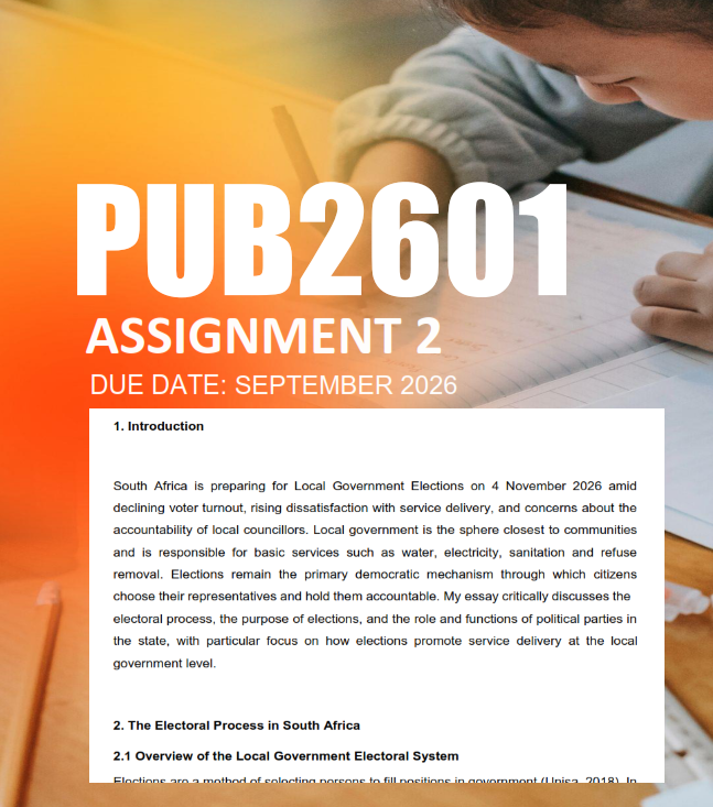 PUB2601 Assignment 2 Semester 2 2026 - Due September 2026