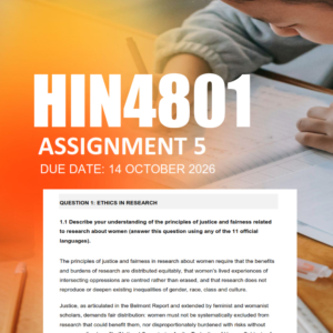 HIN4801 Assignment 5 Semester 2 2026 - Due 14 October 2026
