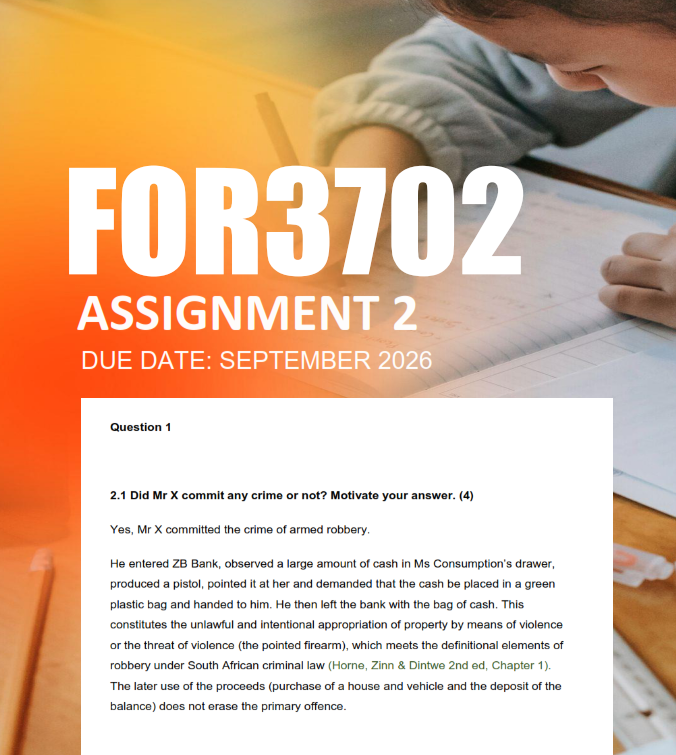 FOR3702 Assignment 2 Semester 2 2026 - Due September 2026