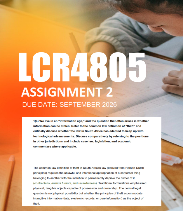 LCR4805 Assignment 2 Semester 2 2026 - Due September 2026