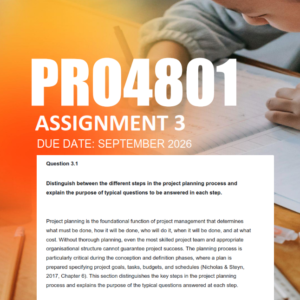 PRO4801 Assignment 3 Semester 2 2026 - Due September 2026