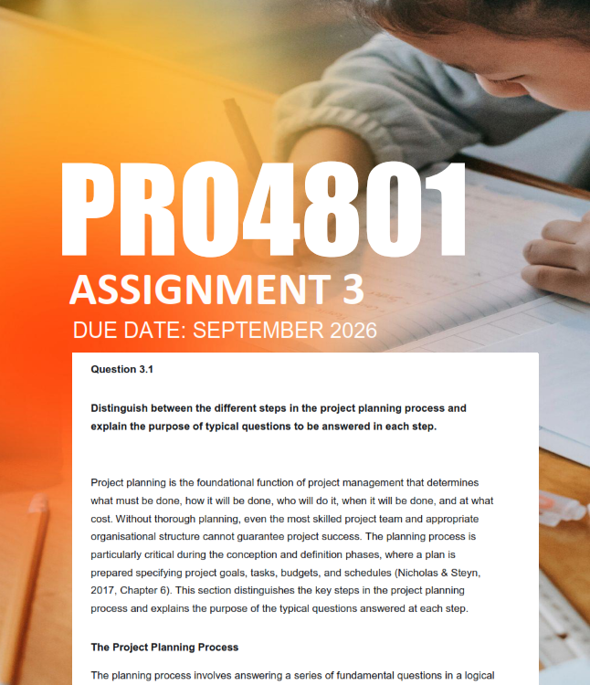 PRO4801 Assignment 3 Semester 2 2026 - Due September 2026