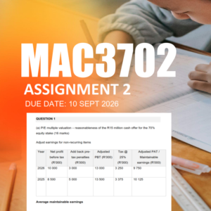 MAC3702 Assignment 2 Semester 2 2026 - Due 10 September 2026