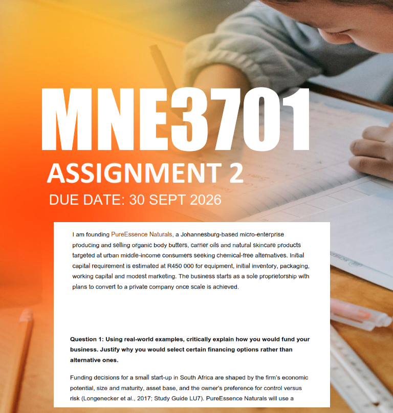 MNE3701 Assignment 2 Semester 2 2026 - Due 30 September 2026