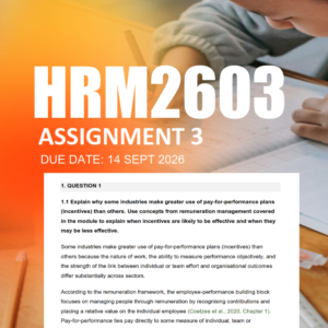 HRM2603 Assignment 3 Semester 2 2026 - Due 14 September 2026