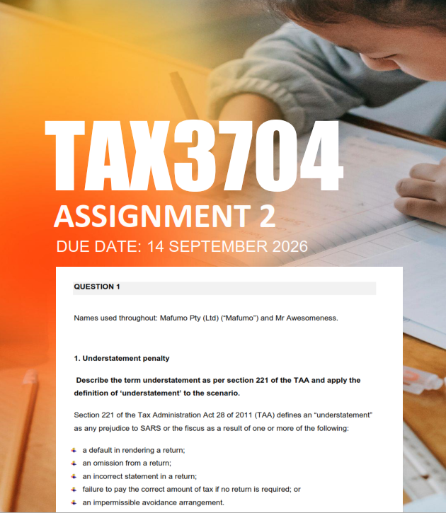 TAX3704 Assignment 2 Semester 2 2026 - Due 14 September 2026