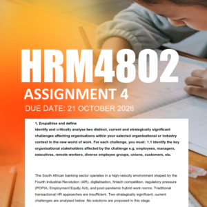 HRM4802 Assignment 4 Semester 2 2026 - Due 21 October 2026