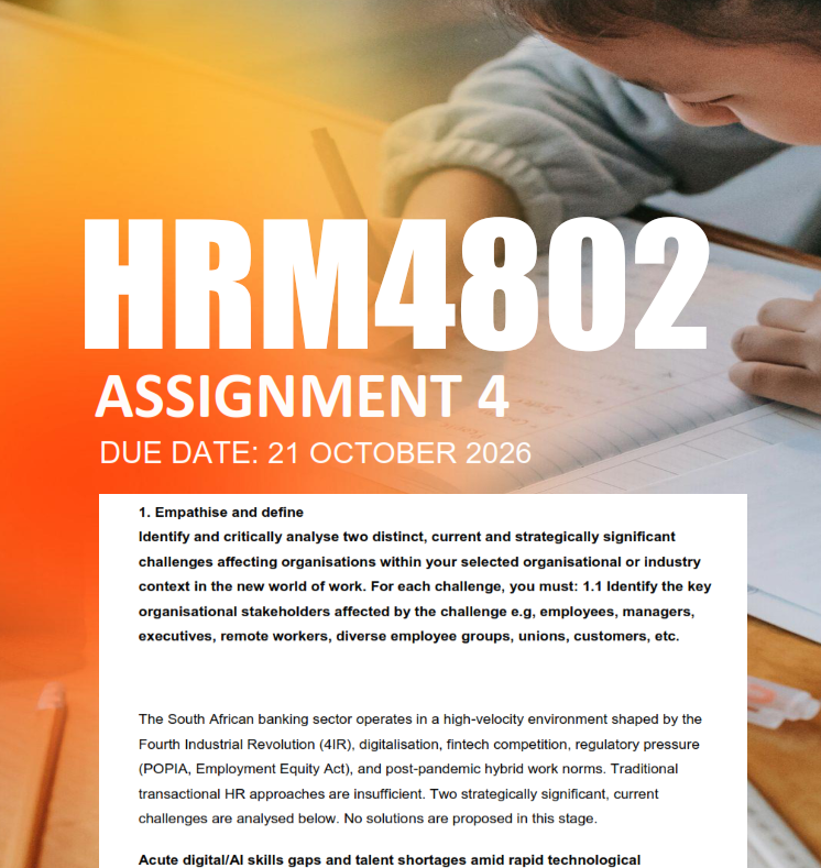 HRM4802 Assignment 4 Semester 2 2026 - Due 21 October 2026