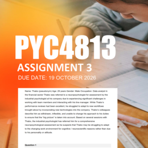 PYC4813 Assignment 3 Semester 2 2026 - Due 19 October 2026
