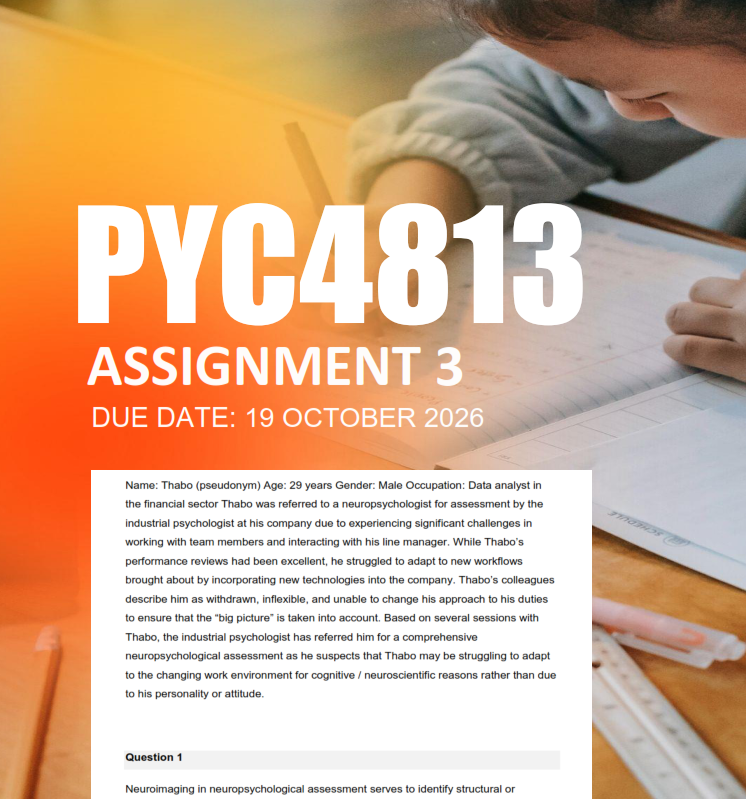 PYC4813 Assignment 3 Semester 2 2026 - Due 19 October 2026