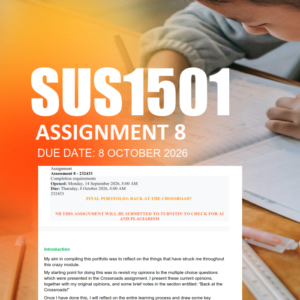 SUS1501 Assignment 8 Semester 2 2026 - Due 8 October 2026