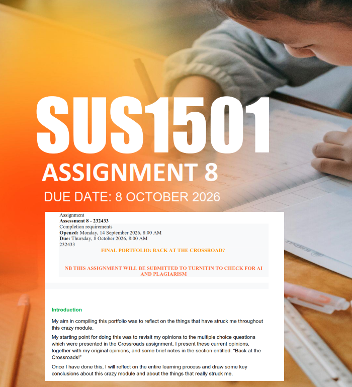 SUS1501 Assignment 8 Semester 2 2026 - Due 8 October 2026