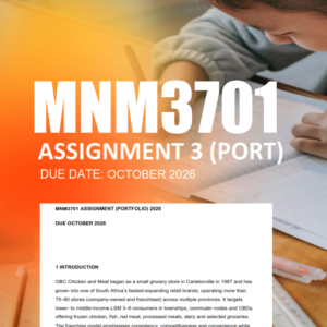 MNM3701 Assignment 3 Portfolio 2026 - Due October 2026