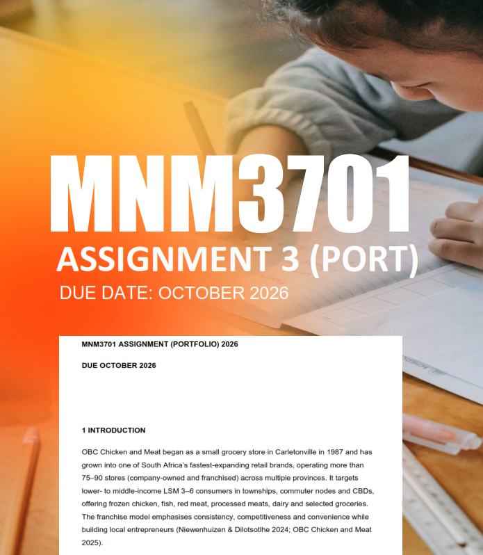 MNM3701 Assignment 3 Portfolio 2026 - Due October 2026